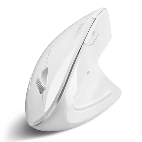 Perixx PERIMICE-813W vertikale Bluetooth-Maus – kabellose 3-in-1-Multi-Geräte-Technologie – Reise-Tragetasche – Weiß – Rechtshänder-Design von Perixx