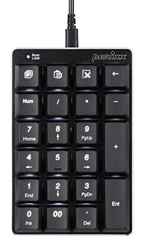 Perixx PERIPAD-303 Mechanischer Nummernblock mit Hintergrundbeleuchtung - USB - 22 Tasten - Brauner Kailh Schalter von Perixx