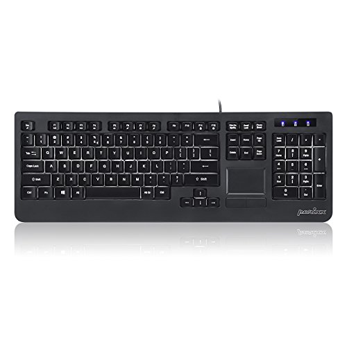 Perixx Periboard-313 Kabelgebundene USB-Tastatur mit Hintergrundbeleuchtung mit Touchpad, volle Größe, 3-stufige LED-Hintergrundbeleuchtung, schwarz, US-Layout (11445) von Perixx