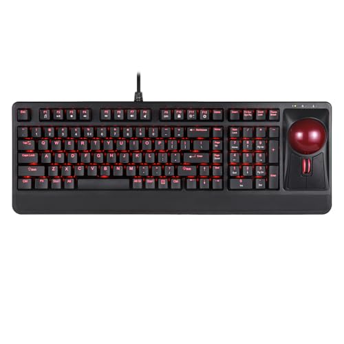 Perixx Periboard-322 Beleuchtete Trackball Tastatur mit Mechanischen Tasten - 55 mm Großer Trackball - RGB Hintergrundbeleuchtung - QWERTY US English Layout von Perixx
