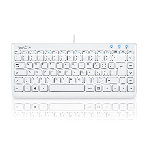 Perixx Periboard-407 Mini-USB-Tastatur mit Kabel, ultradünn und tragbar, Weiß, italienisches Layout von Perixx