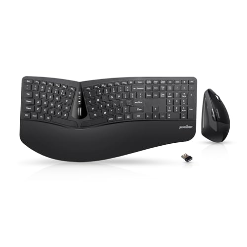 Perixx Periduo-605, Wireless Ergonomic Split Keyboard and Vertical Mouse Combo, Adjustable Palm Rest and Membrane Low Profile Keys, US English Layout von Perixx