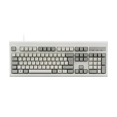 perixx PERIBOARD-106M, Retro-Tastatur, kabelgebunden, USB für Windows – ergonomische Tasten gebogen, Farbe Retro, klassisch grau/weiß, Belgische AZERTY von Perixx