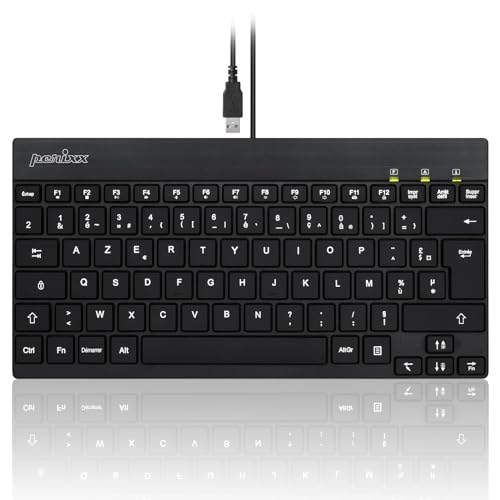 perixx PERIBOARD-326, Mini-Tastatur, kabelgebunden, Hintergrundbeleuchtung, leise, für Windows, AZERTY, Französisch von Perixx