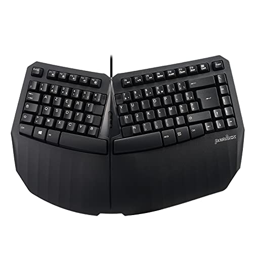 perixx PERIBOARD-413B Mini-Tastatur, ergonomisch, kabelgebunden, USB, TKL-Design, Schwarz – Französisches AZERTY von Perixx