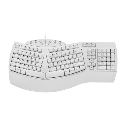 perixx PERIBOARD-512W Große ergonomische Tastatur kabelgebunden USB für Windows – Weiß, AZERTY von Perixx