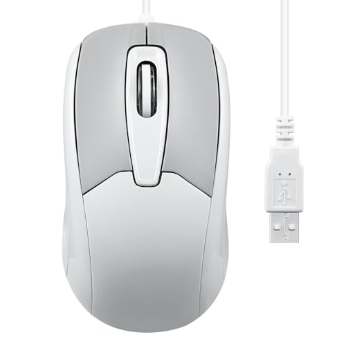 perixx PERIMICE-209M 3-Tasten-USB-Maus, kabelgebunden, optisch, 1000 DPI, 1,5 m Kabel, Beige von Perixx