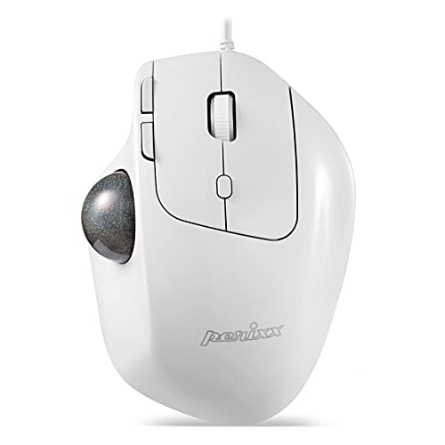perixx PERIMICE-720 Kabellose 2,4 GHz und Bluetooth Ergonomische Trackball-Maus, Einstellbarer Winkel, 2 DPI-Stufe, Weiß von Perixx