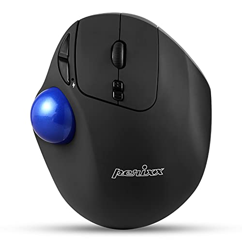 perixx PERIPRO-801 Bluetooth 5.1 Trackball Maus, eingebauter 1,34 Zoll Trackball mit Zeigefunktion, schwarz von Perixx