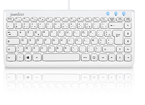 perixx Periboard-407, Mini-Tastatur, USB, kabelgebunden, AZERTY – Chiclet-Tastatur mit 11 Tastenkombinationen – Weiß von Perixx