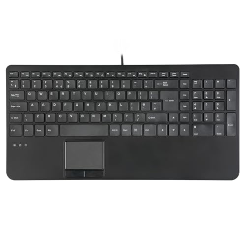 perixx Periboard-534 UK Kabelgebundene kompakte USB-Tastatur mit Touchpad, Scherentasten vom Typ X, 39,7 x 19,8 x 3 cm, 2 integrierte USB-Hubs und Nummernblock von Perixx