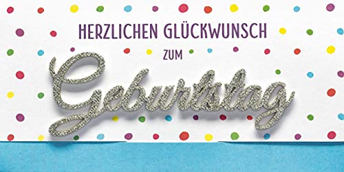 Geburtstagskarte Lettering Surprise - Herzlichen Glückwunsch, kl. Punkte - 11 x 22 cm von Perleberg