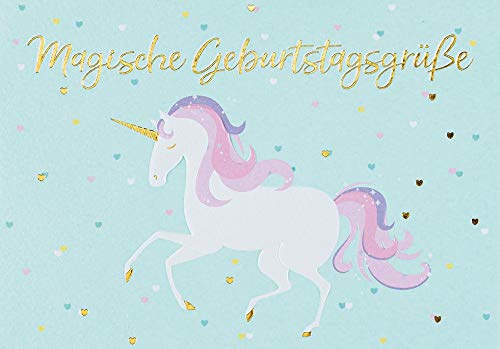 Geburtstagskarte Pastel - Einhorn - 11,6 x 16,6 cm von Perleberg