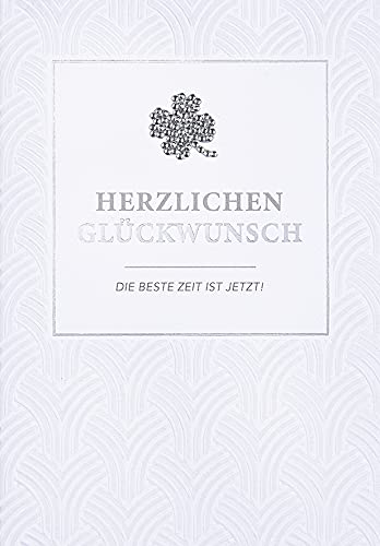Perleberg - Allgemeine Glückwunschkarte der Diamond Collection - hochwertige Karte in Premium-Qualität inkl Umschlag - stilvolle Glückwunschkarten mit Kleeblatt Motiv 11,6 x 16,6 cm von Perleberg