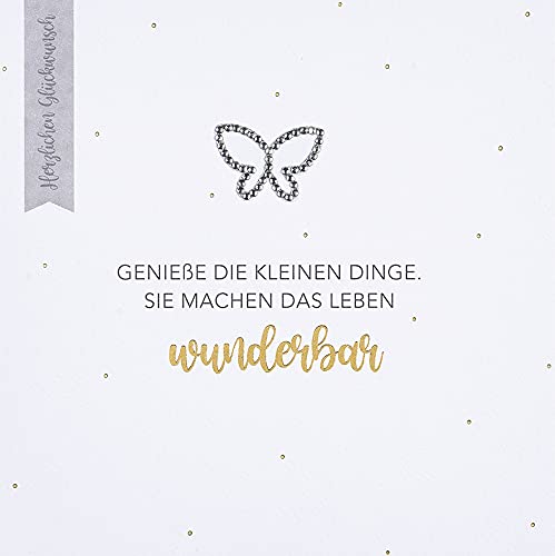 Perleberg - Allgemeine Glückwunschkarte der Diamond Collection - hochwertige Karte in Premium-Qualität inkl Umschlag - stilvolle Glückwunschkarten mit Schmetterling Motiv 15 x 15 cm von Perleberg