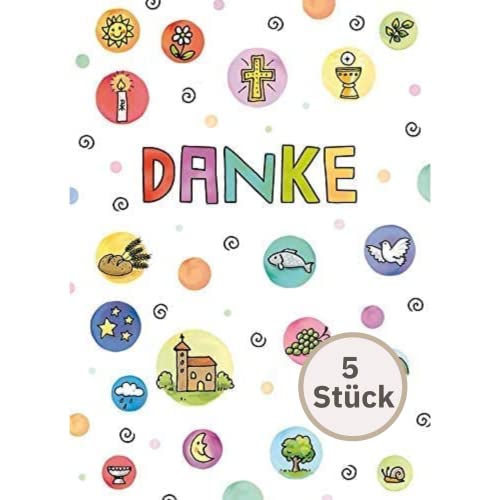 Perleberg Dankeskarte Kommunion in Premium-Qualität 5 Stück - edle Dankeschön Karte zur Kommunion inkl Umschlag - Kommunionkarte Mädchen & Jungen mit Symbolen - stilvolle Karten 10,5 x 14,5 cm Perleberg Dankeskarte Kommunion in Premium-Qualität 5 Stück - edle Dankeschön Karte zur Kommunion inkl Umschlag - Kommunionkarte Mädchen & Jungen mit Symbolen - stilvolle Karten 10,5 x 14,5 cm von Perleberg