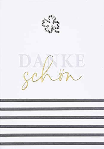 Perleberg Dankeskarten - Diamond Collection - liebevolle Danke Karte - Dankeschön Karten mit Umschlag - Danke Geschenk - Dankeskarten mit Kleeblatt & Schrift - Danke Karten 11,6 x 16,6 cm von Perleberg