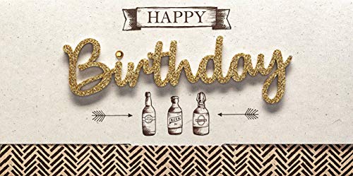Perleberg Geburtstagskarte Lettering Surprise - Happy Birthday, Flaschen - 11 x 22 cm von Perleberg