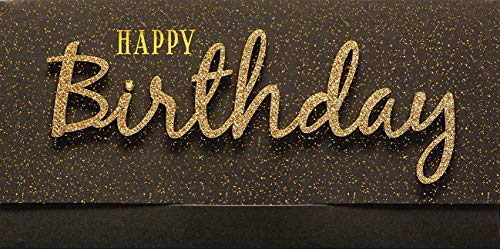 Perleberg Geburtstagskarte Lettering Surprise - Happy Birthday, schwarzgold - 11 x 22 cm von Perleberg