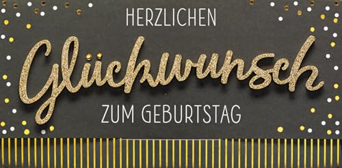 Perleberg Geburtstagskarte Lettering Surprise - Herzlichen Glückwunsch - 11 x 22 cm von Perleberg