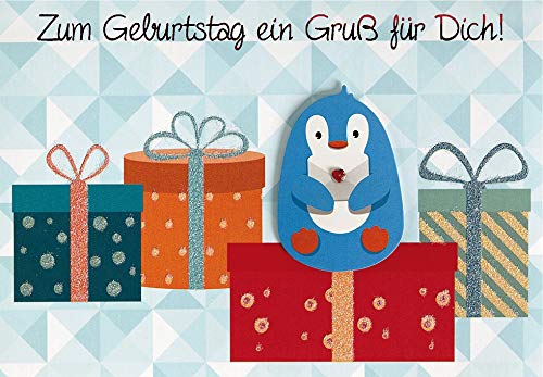 Perleberg Geburtstagskarte Pinguin 11,6 x 16,6 cm von Perleberg