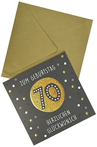 Perleberg Geburtstagskarte mit schwarz goldenen Punkte - edle Karte zum 70. Geburtstag mit Umschlag - schöne Geburtstagskarten 15 x 15 cm - Karte Geburtstag für eine gelungene Überraschung von Perleberg