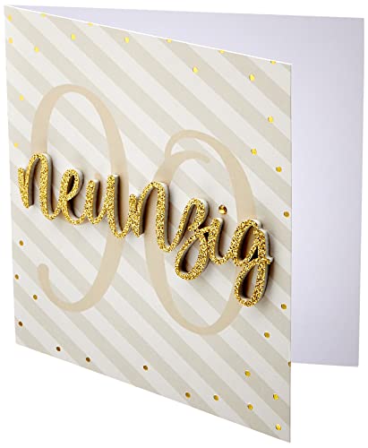 Perleberg Geburtstagskarte zum 90. Geburtstag Lettering - neunzig - 15 x 15 cm, 7782008-2 von Perleberg
