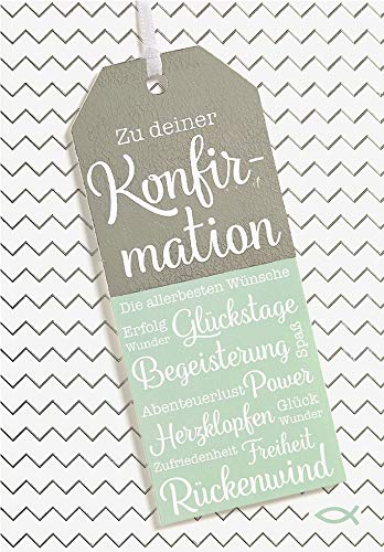 Perleberg Karte zur Konfirmation - Lifestyle Collection - Glückwunschkarte Konfirmation mit beschriftetem Anhänger - Konfirmationskarte mit farblich passendem Umschlag in 11,6 x 16,6 cm von Perleberg