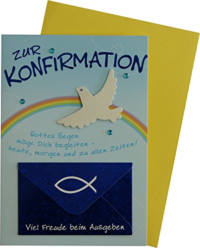 Perleberg Karte zur Konfirmation für Mädchen & Jungen - Lifestyle Collection - Glückwunschkarte Konfirmation mit Tauben-Motiv - Konfirmationskarte mit passendem Umschlag in 11,6 x 16,6 cm von Perleberg