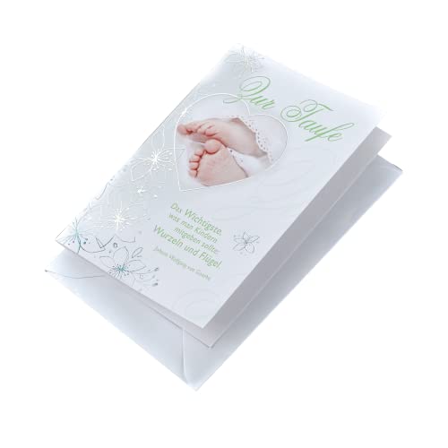 Perleberg Karte zur Taufe in 11,6 x 16,6 cm - Hochwertige Taufkarte mit Fuß-Motiv - Text-Karte zur Taufe - Ideal für Geldgeschenke - Taufkarten mit Umschlag - Glückwünsche zur Taufe Perleberg Karte zur Taufe in 11,6 x 16,6 cm - Hochwertige Taufkarte mit Fuß-Motiv - Text-Karte zur Taufe - Ideal für Geldgeschenke - Taufkarten mit Umschlag - Glückwünsche zur Taufe von Perleberg