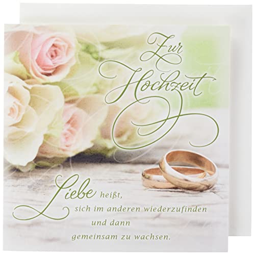 Perleberg - einzigartige Hochzeitskarte mit Ring Motiv und Text - wunderschöne Glückwunschkarte 15 x15 cm - Karte zur Hochzeit mit Umschlag in naturweiß - hochwertige & besondere Hochzeitskarten von Perleberg