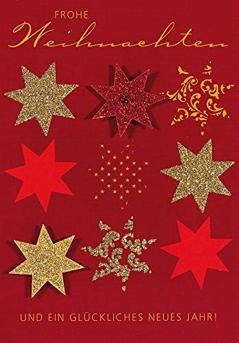 Perleberg festliche Weihnachtskarte mit Umschlag - hochwertige Weihnachtspostkarte mit liebevoll gestaltetem Stern-Motiv - Karte Weihnachten für schöne Weihnachtsgrüße - Grußkarte von Perleberg