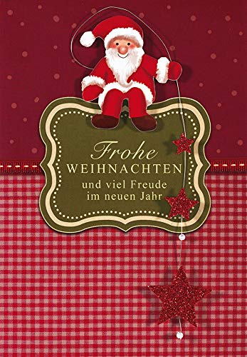 Perleberg glänzende Weihnachtskarte mit Umschlag in rot - hochwertige Weihnachtspostkarte mit liebevoll gestalteten Nikolaus-Motiv - Karte Weihnachten für schöne Weihnachtsgrüße - Grußkarte von Perleberg