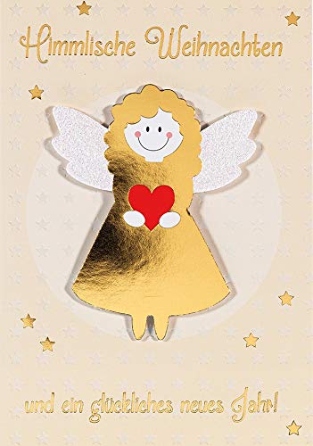 Perleberg himmlische Weihnachtskarte - hochwertige Weihnachtspostkarte mit liebevoll gestalteten Engel-Motiv - Karte Weihnachten für schöne Weihnachtsgrüße - Grußkarte von Perleberg