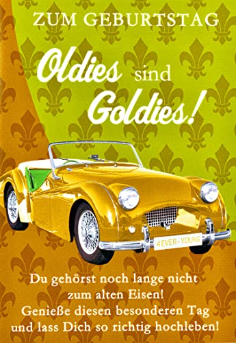 Perleberg hochwertige Geburtstagskarte der Basic Classic Collection Oldies sind Goldies - Karte zum Geburtstag mit Umschlag - Geburtstagskarten in Premium-Qualität 11,6 x 16,6 cm von Perleberg
