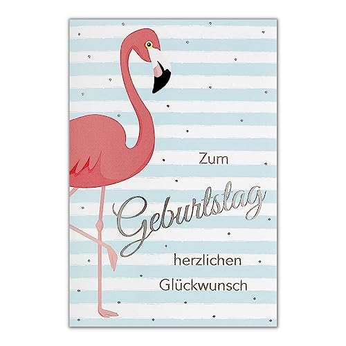 Perleberg hochwertige Geburtstagskarte der Basic Classic mit Flamingo-Motiv - Karte zum Geburtstag mit Umschlag - Geburtstagskarten in Premium-Qualität 11,6 x 16,6 cm von Perleberg