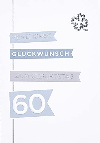 Perleberg hochwertige Geburtstagskarte der Diamond Collection - edle Karte zum 60. Geburtstag in Premium-Qualität - schöne Geburtstagskarten inkl Umschlag - Karte Geburtstag 11,6 x 16,6 cm von Perleberg