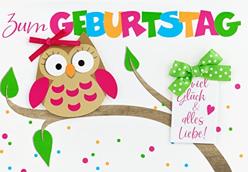 Perleberg hochwertige Geburtstagskarte der Lifestyle Collection mit Eulen-Motiv - süße Karte zum Geburtstag mit Umschlag - Geburtstagskarten in Premium-Qualität 11,6 x 16,6 cm von Perleberg