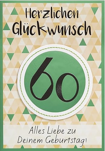 Perleberg hochwertige Geburtstagskarte mit 60 Motiv - edle Karte zum 60. Geburtstag mit Umschlag - schöne Geburtstagskarten 11,6 x 16,6 cm - Karte Geburtstag für eine gelungene Überraschung von Perleberg