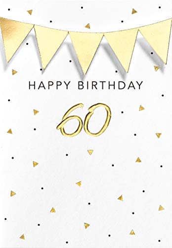 Perleberg hochwertige Geburtstagskarte mit 60 in Gold - edle Karte zum 60. Geburtstag mit Umschlag - schöne Geburtstagskarten 11,6 x 16,6 cm - Karte Geburtstag für eine gelungene Überraschung Perleberg hochwertige Geburtstagskarte mit 60 in Gold - edle Karte zum 60. Geburtstag mit Umschlag - schöne Geburtstagskarten 11,6 x 16,6 cm - Karte Geburtstag für eine gelungene Überraschung von Perleberg