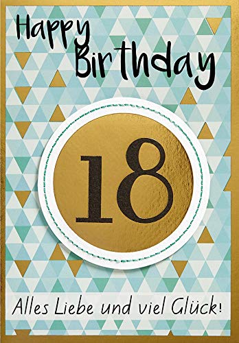 Perleberg hochwertige Geburtstagskarte zum 18. Geburtstag - Karte zum Geburtstag mit Umschlag und 18 Motiv - schöne Geburtstagskarten 11,6 x 16,6 cm - Karte Geburtstag für eine gelungene Überraschung von Perleberg