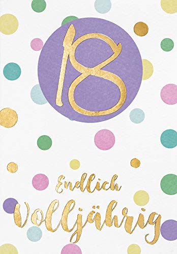 Perleberg hochwertige Geburtstagskarte zum 18. Geburtstag - Karte zum Geburtstag mit Umschlag und 18 Motiv - schöne Geburtstagskarten 11,6 x 16,6 cm - Karte Geburtstag für eine gelungene Überraschung von Perleberg