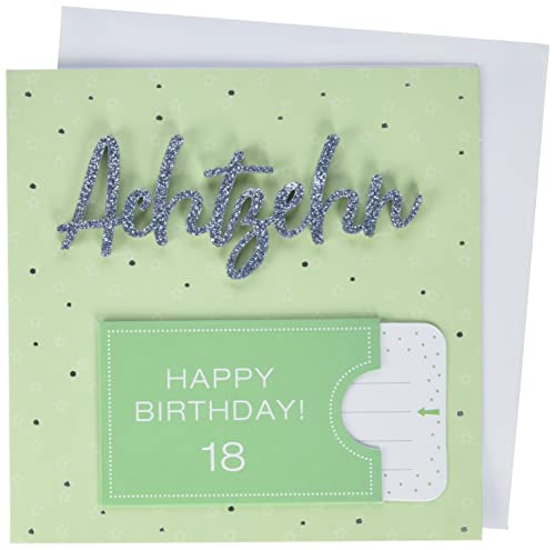 Perleberg hochwertige Geburtstagskarte zum 18. Geburtstag mit Lettering - Karte zum Geburtstag mit Umschlag - schöne Geburtstagskarten 15 x 15 cm - Karte Geburtstag für eine gelungene Überraschung von Perleberg