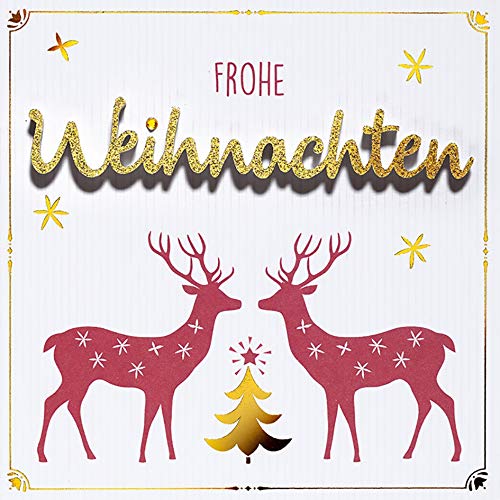 Perleberg klassische Weihnachtskarte mit Umschlag - hochwertige Weihnachtspostkarte mit Merry Christmas Lettering - Karte Weihnachten für schöne Weihnachtsgrüße - Grußkarte - Top Qualität von Perleberg