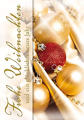 Perleberg klassische Weihnachtskarte mit Umschlag in rot - hochwertige Weihnachtspostkarte mit liebevoll gestalteten Kugelmotiv - Karte Weihnachten für schöne Weihnachtsgrüße - Grußkarte von Perleberg