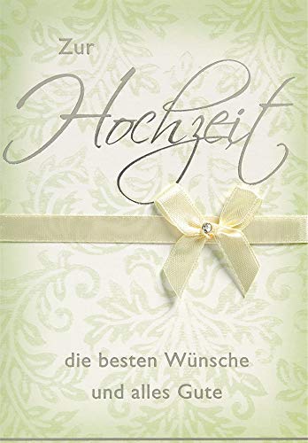 Perleberg - schicke Hochzeitskarte mit Schleifenmotiv und Kristallsticker - wunderschöne Glückwunschkarte 11,6 x 16,6 cm - Karte zur Hochzeit mit Umschlag - hochwertige & besondere Hochzeitskarten von Perleberg