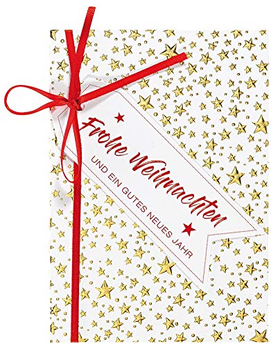 Perleberg stylische Weihnachtskarte mit Umschlag - hochwertige Weihnachtspostkarte mit liebevoll gestalteten Stern-Motiv - Karte Weihnachten für schöne Weihnachtsgrüße - Grußkarte von Perleberg