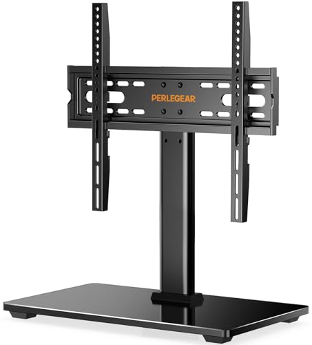 Perlegear TV Ständer TV Standfuss Universal für 26-55 Zoll OLED LCD Flach & Curved Fernseher bis zu 40kg, Max.VESA 400x400mm, Höhenverstellbar & Stabile Base von Perlegear