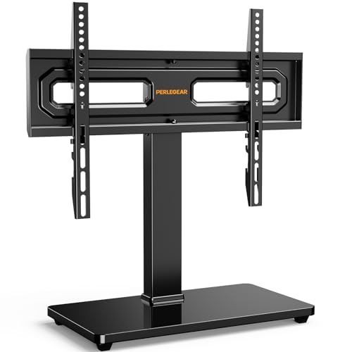 Perlegear TV Standfuss TV Ständer Schwenkbar für 32-60 Zoll Flach & Curved Fernseher bis zu 40 KG, TV-Standfüße Höhenverstellbar & Stabil,Universeller TV-Ständer mit Neigung Max.Vesa 400x400 mm von Perlegear