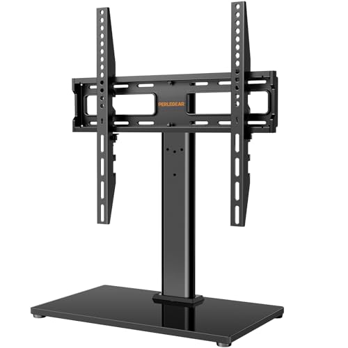 Perlegear TV Standfuss TV-Ständer Schwenkbarer für 32-60 Zoll OLED LCD Flach & Curved Fernseher oder Monitore bis zu 40kg. Max.VESA 400x400mm, Höhenverstellbar & Stabile Base von Perlegear